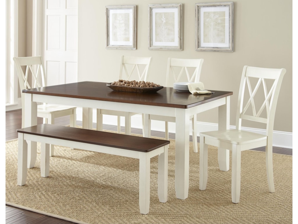 Aida Cottage Style Two Tone Table And Chair Set With Bench By Vendor 3985 At Becker Furniture World