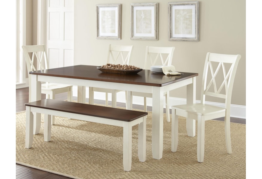 Star Aida Cottage Style Two Tone Table And Chair Set With Bench
