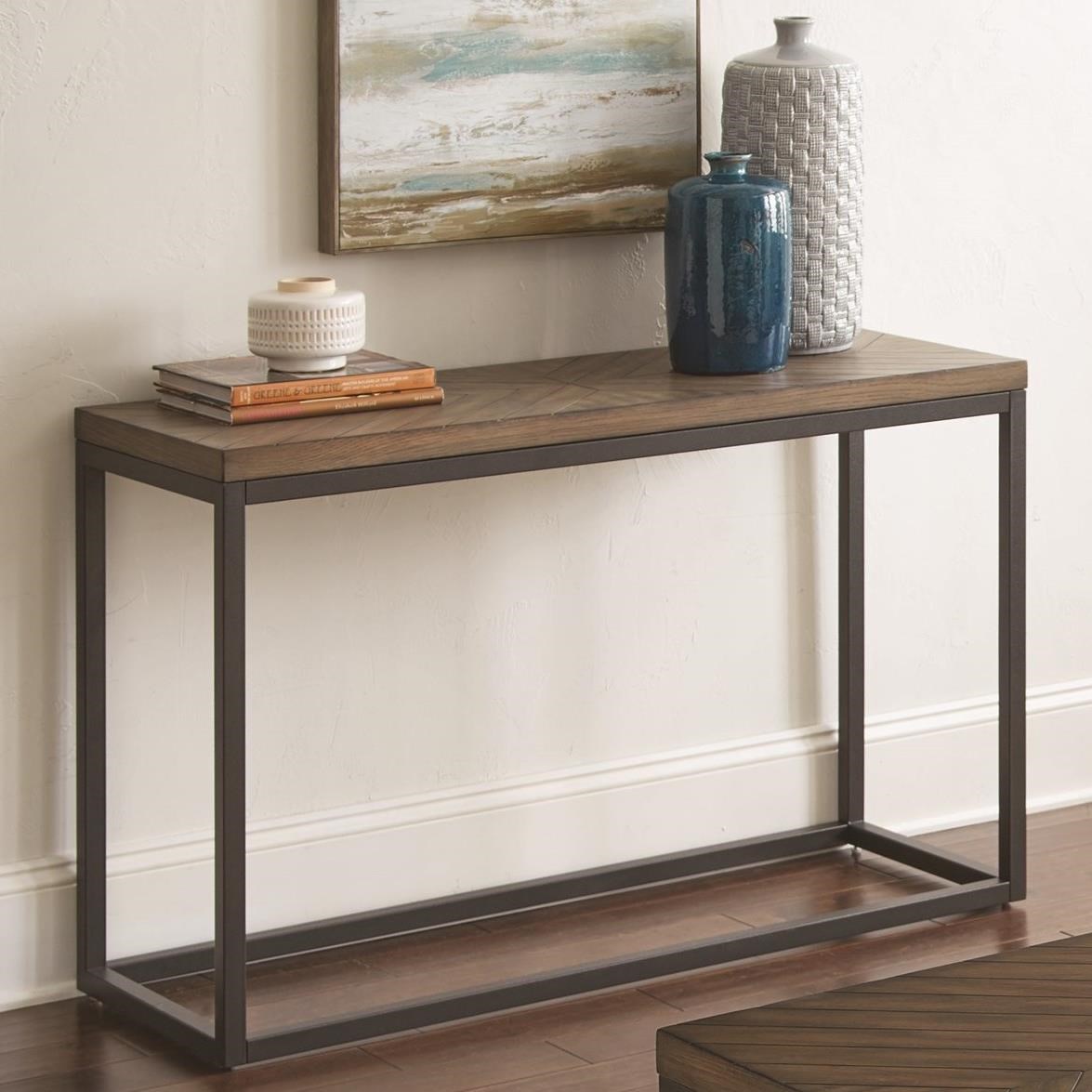 Steve Silver Aleka Ak100s Industrial Sofa Table With Diamond Veneer Top Dunk Bright Furniture Sofa Tables Consoles