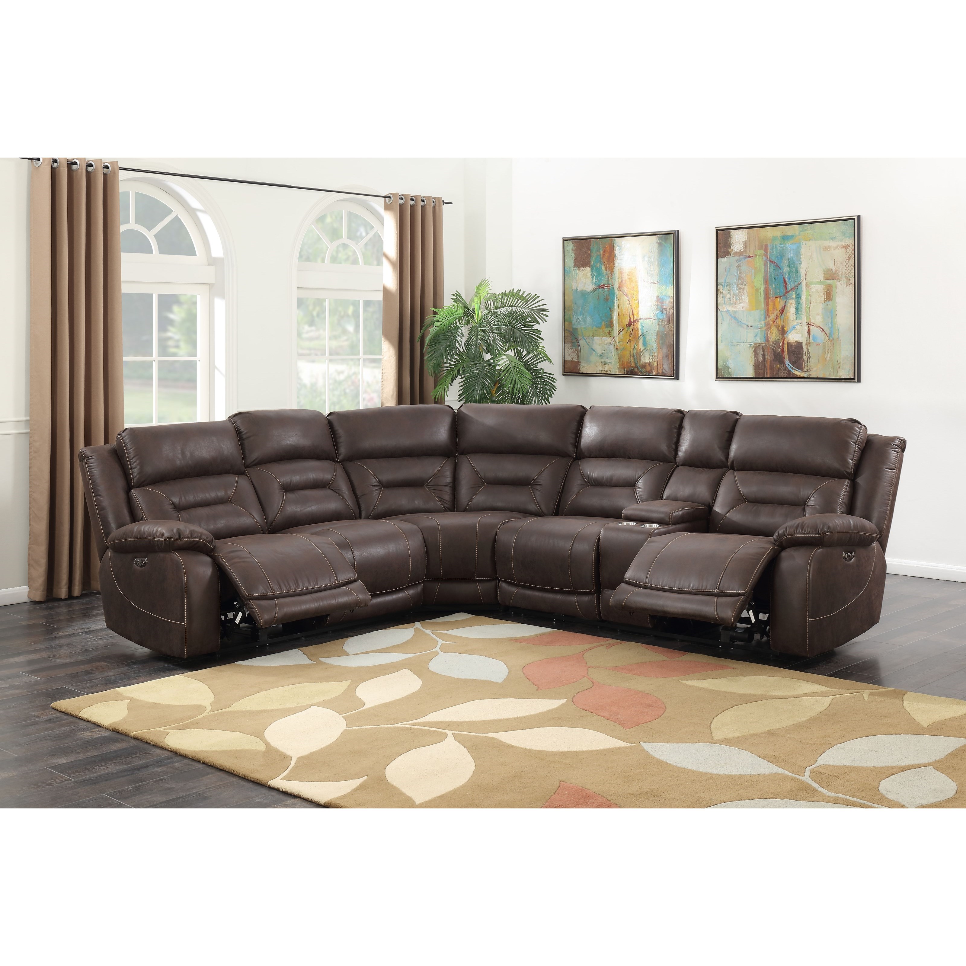 Vendor 3985 Aria 3 Piece Reclining Sectional Sofa With Usb Port