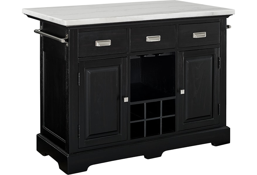 Steve Silver Aspen As380ckb Ckt Transitional Kitchen Island With White Marble Top Northeast Factory Direct Kitchen Islands