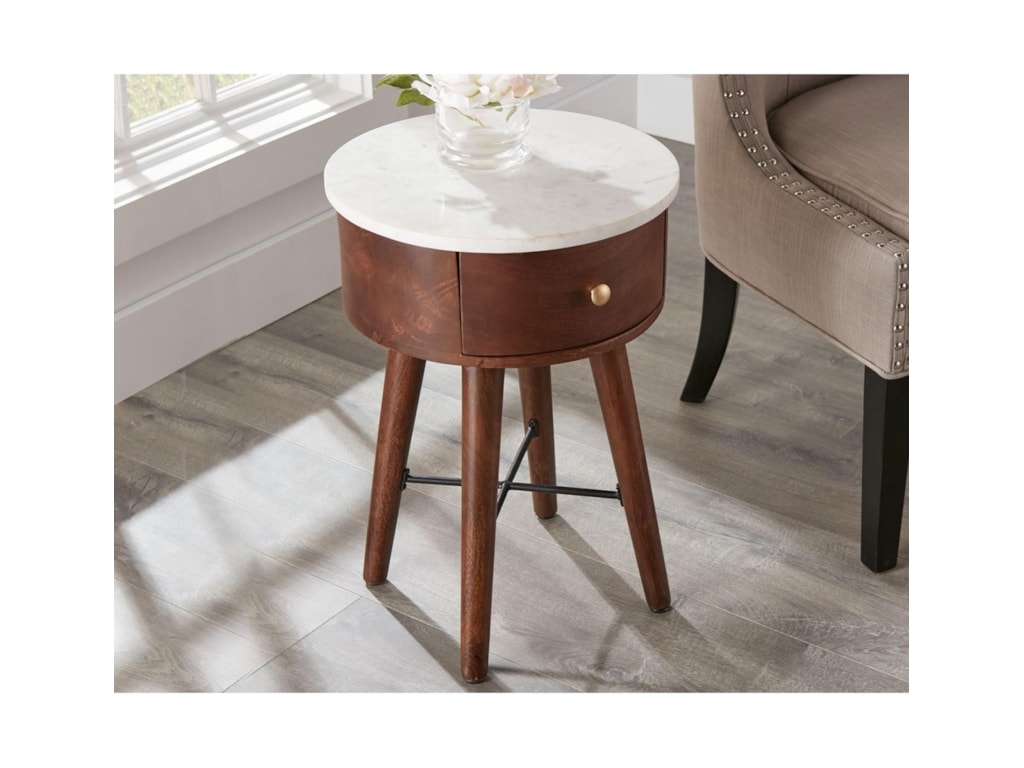 Steve Silver Bangalore Transitional White Marble Top Accent Table With Drawer Wayside Furniture End Tables