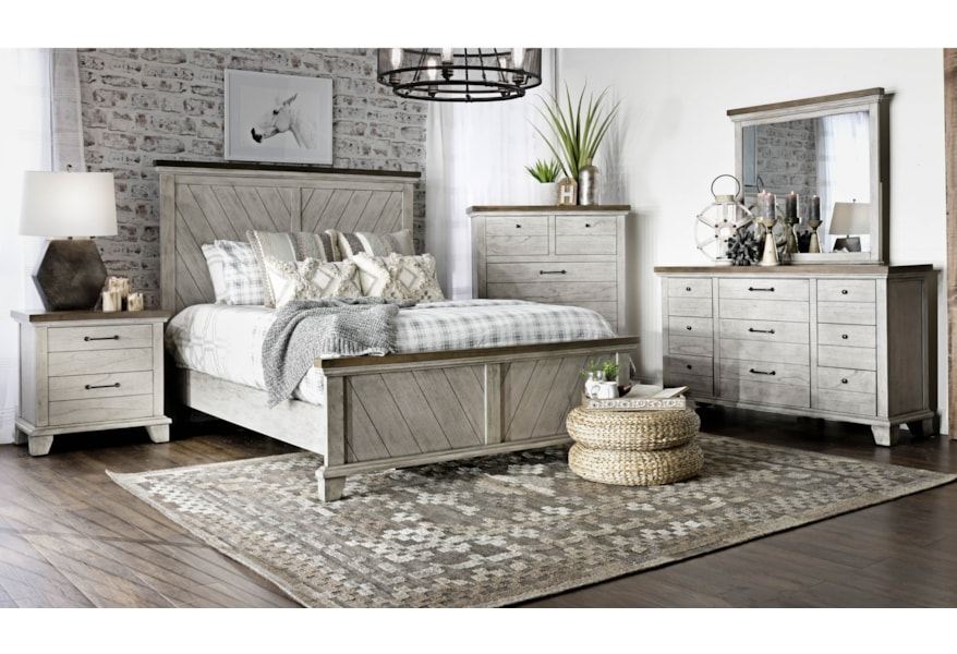 Steve Silver Bear Creek Farmhouse Nine Drawer Dresser And Mirror