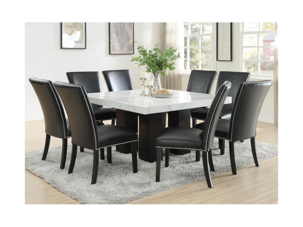 Steve Silver Camila 9 Piece Dining Set With Marble Table Top Wayside Furniture Dining 7 Or More Piece Sets