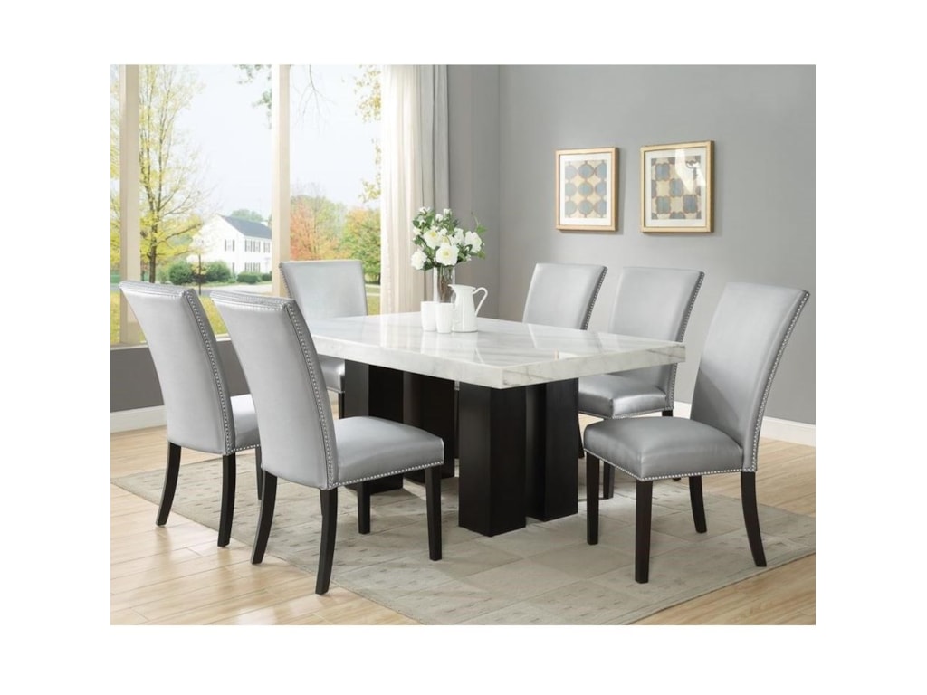 Steve Silver Camila 7 Piece Dining Set With Marble Table Top Wayside Furniture Dining 7 Or More Piece Sets Steve Silver Camila 7 Piece Dining Set With Marble Table Top Wayside Furniture Dining 7 Or More Piece Sets