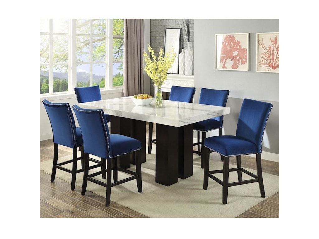 Steve Silver Camila 7 Piece Counter Height Dining Set With Marble