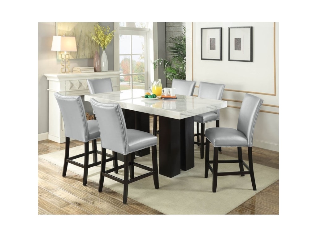 Steve Silver Camila Rectangular White Marble Counter Height Dining Table Wayside Furniture Pub Tables Steve Silver Camila Rectangular White Marble Counter Height Dining Table Wayside Furniture Pub Tables