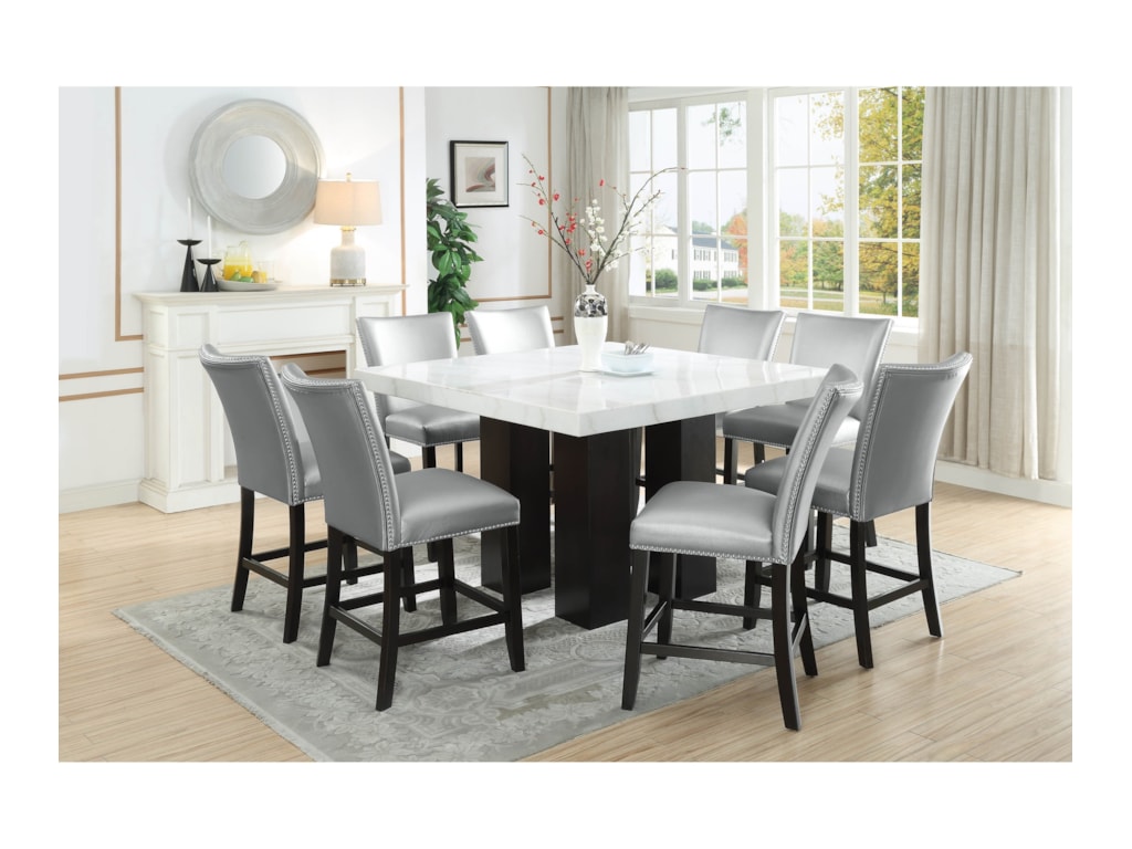 Steve Silver Camila Square White Marble Counter Height Table Wayside Furniture Pub Tables