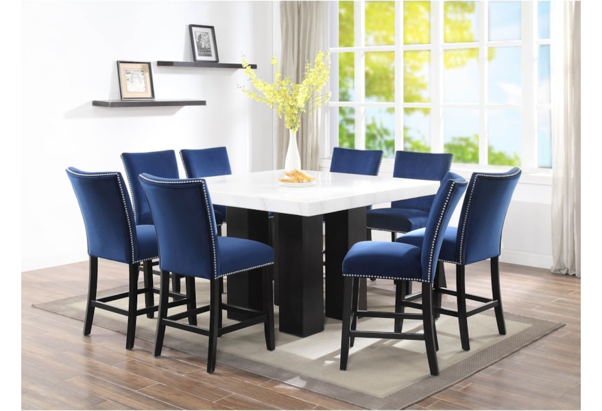 Steve Silver Camila Square White Marble Counter Height Table Standard Furniture Pub Tables