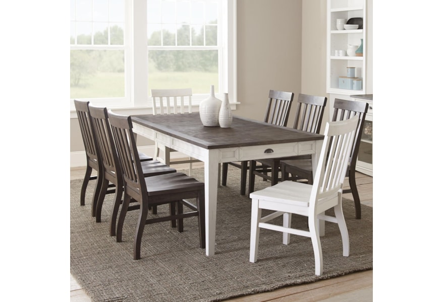 Steve Silver Cayla Cy400tkw 2x400sw 6x400sk 9 Piece Two Tone Table And Chair Set Miller Home Dining 7 Or More Piece Sets