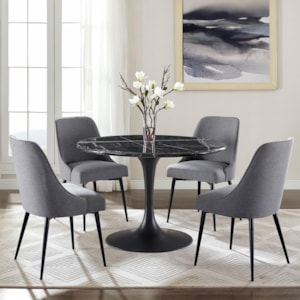 Belfort Essentials Colfax Mid Century Modern 5 Piece Dining Set With Black Marble Table Belfort Furniture Dining 5 Piece Sets