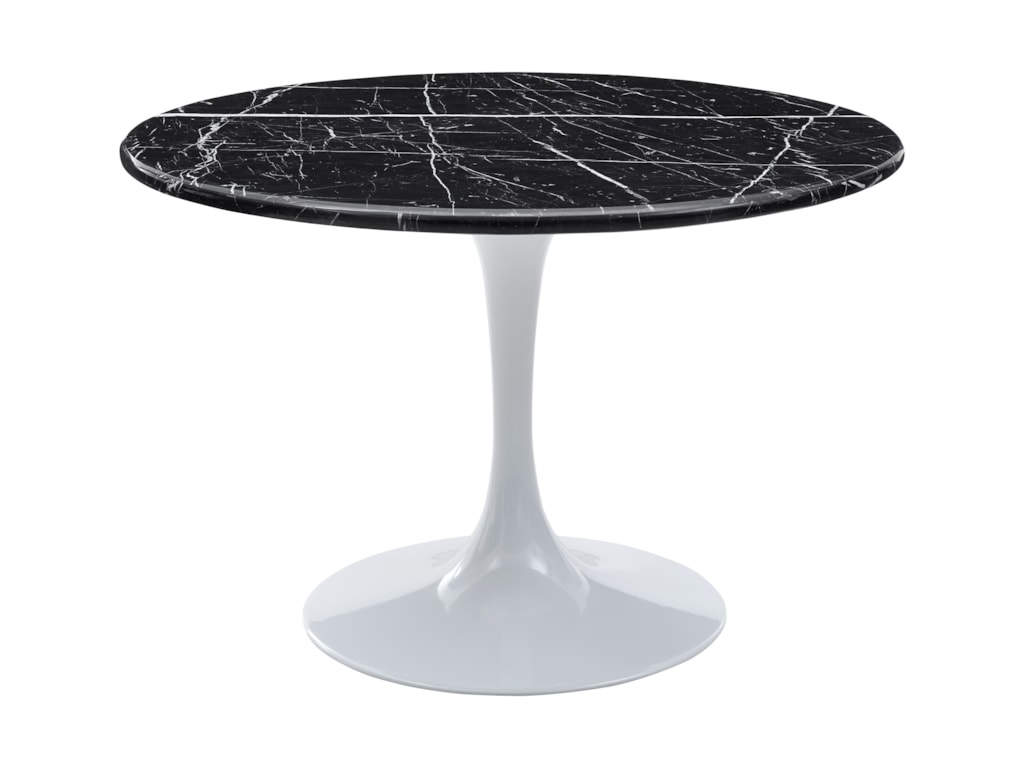 Colfax Mid Century Modern Round Marble Top Dining Table Black White Base By Steve Silver At Wayside Furniture