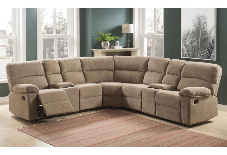 Steve Silver Conan Casual Four Seat Reclining Sectional Sofa Seat Reclining Sectional Sofa