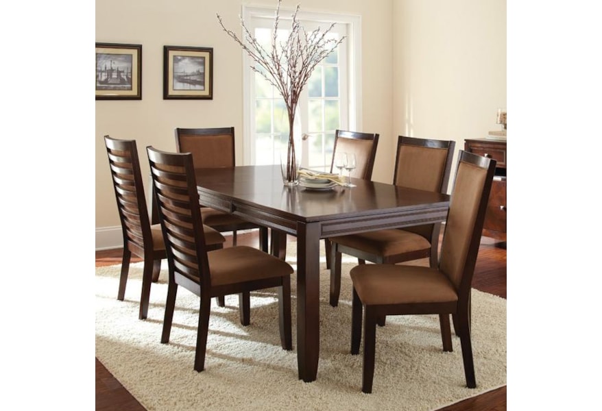 Steve Silver Cornell 7 Piece Formal Dark Brown Rectangular Dining Table Ladder Back Side Chair Set Wil Furniture Or More Sets Dark Brown Rectangular Dining Table