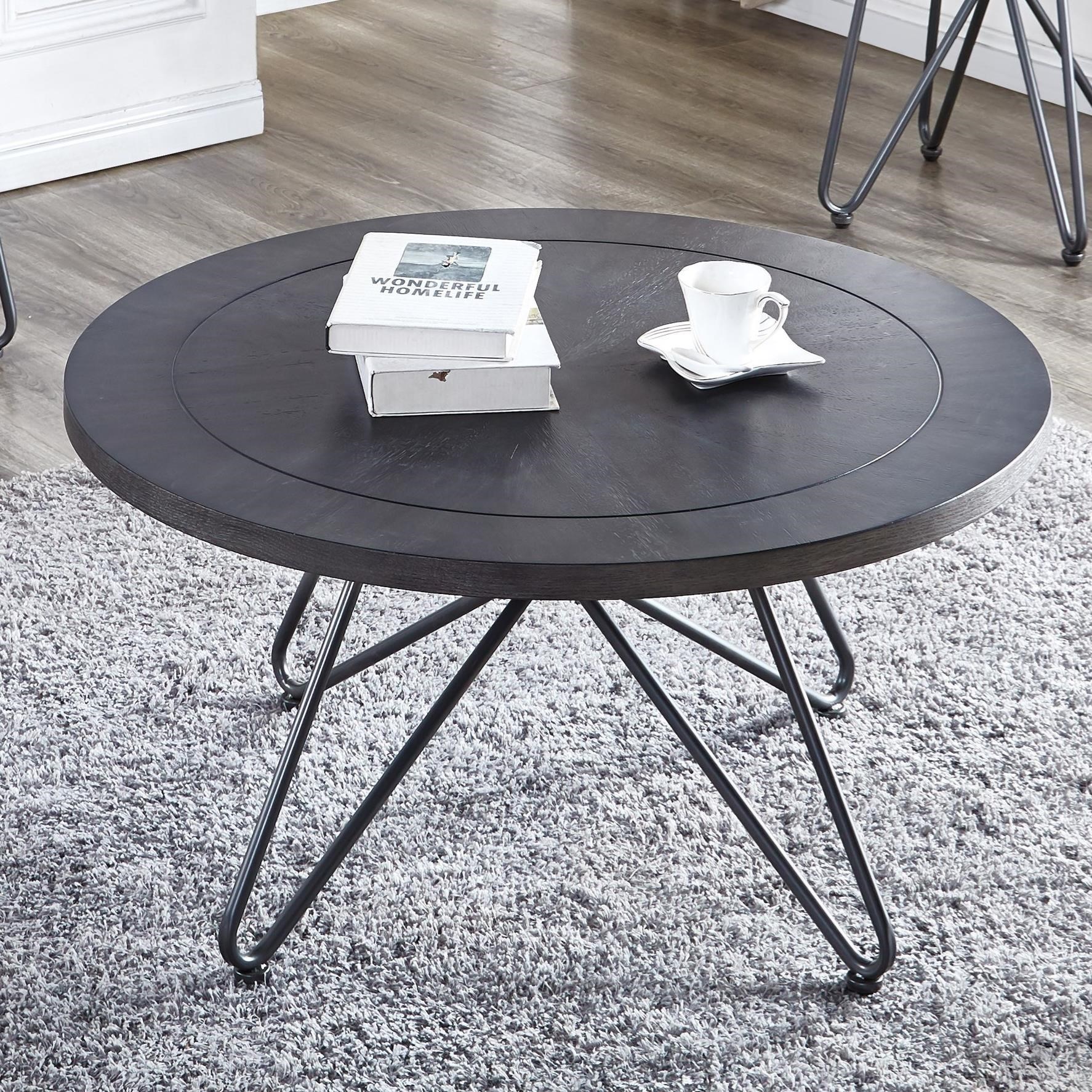 Steve Silver Dudley Industrial Round Cocktail Table With Metal