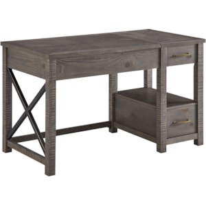 Steve Silver Dexter Rustic Lift Top Desk With 2 Drawers And Open Shelf Standard Furniture Single Pedestal Desks
