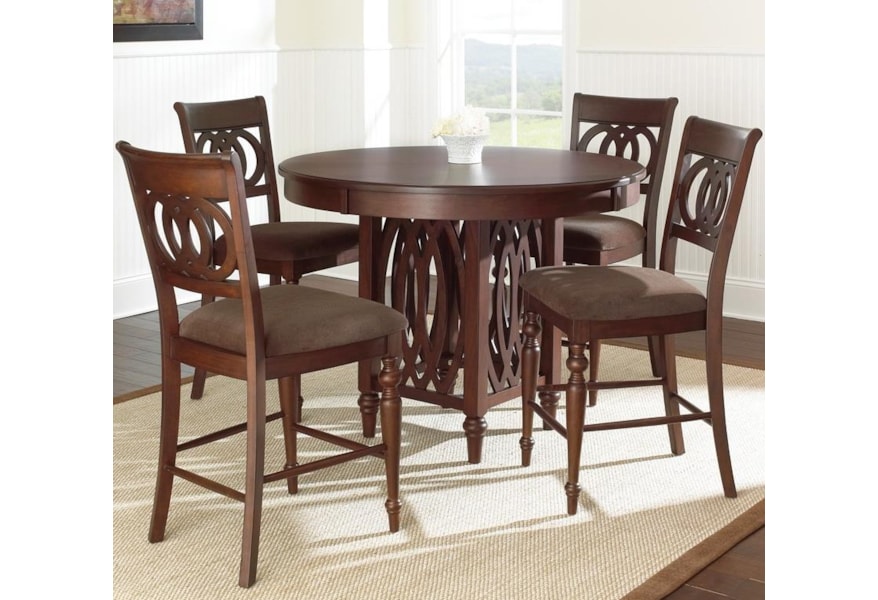 Star Dolly 5 Piece Round Counter Height Dining Set Efo Furniture Outlet Pub Table And Stool Set