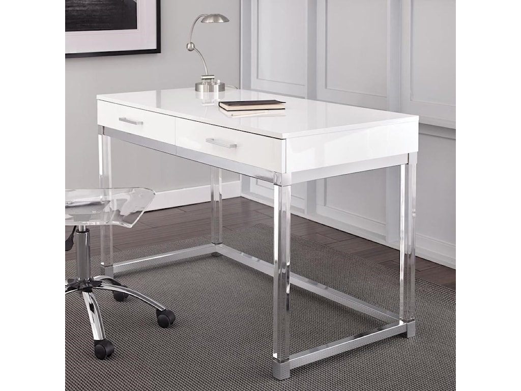 Vendor 3985 Everett Et200dw Two Drawer Writing Desk With Acrylic