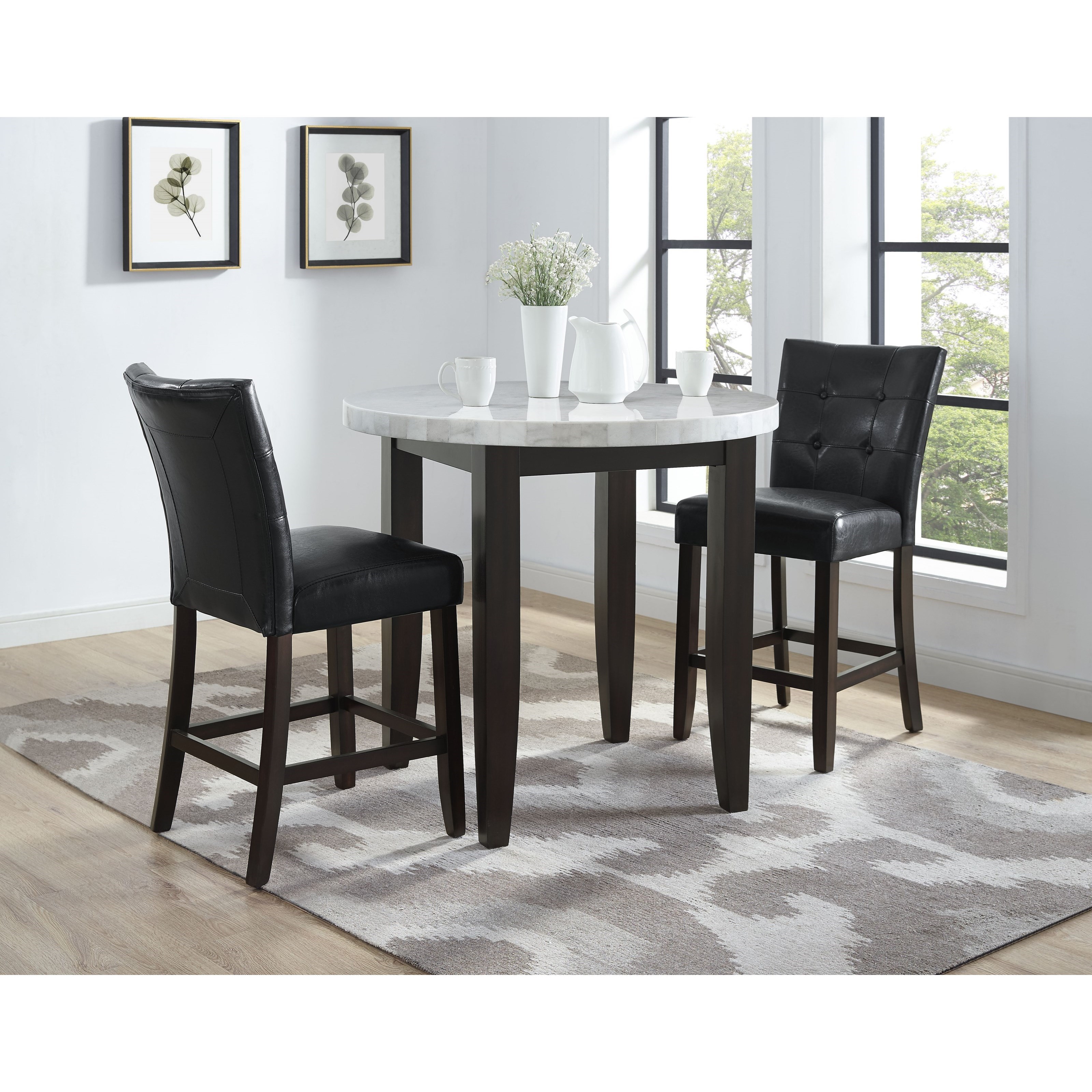 Prime Francis Contemporary Round Counter Height Dining Table With Marble Top Prime Brothers Furniture Pub Tables