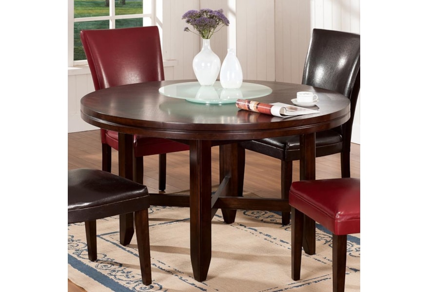 Star Hartford 52 Round Contemporary Dining Table With Lazy Susan Efo Furniture Outlet Dining Tables