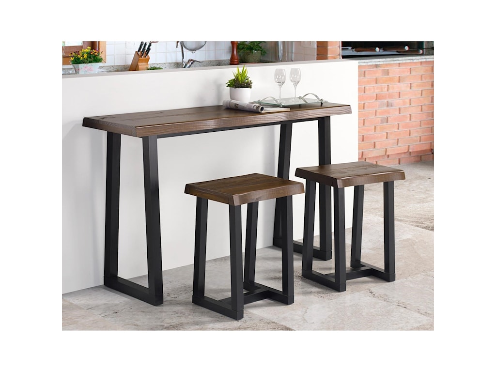 Steve Silver Jennings Rustic 3 Piece Counter Height Table Set With Bar Stools Wayside Furniture Pub Table And Stool Sets