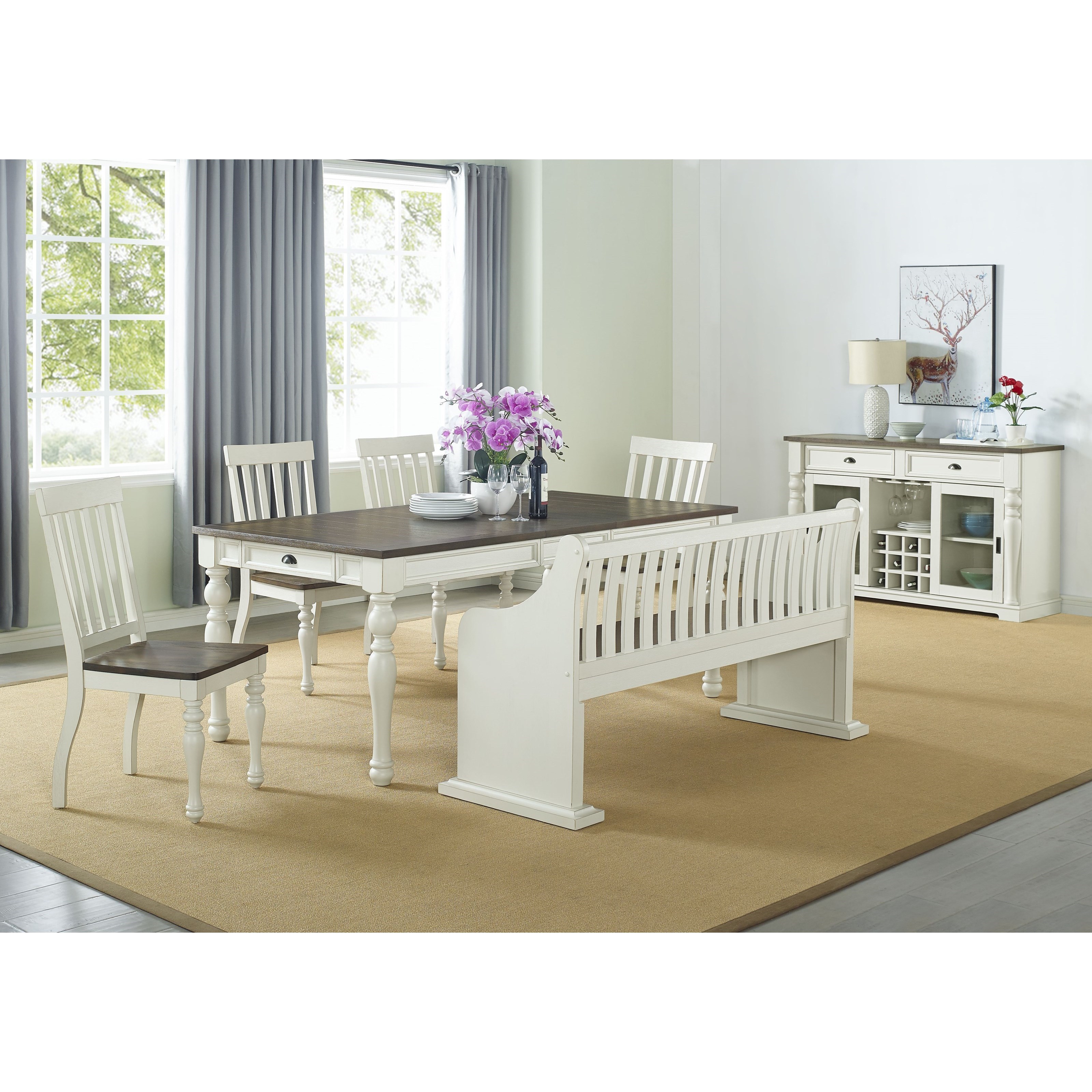 Joanna Dining Set with Bench with Back