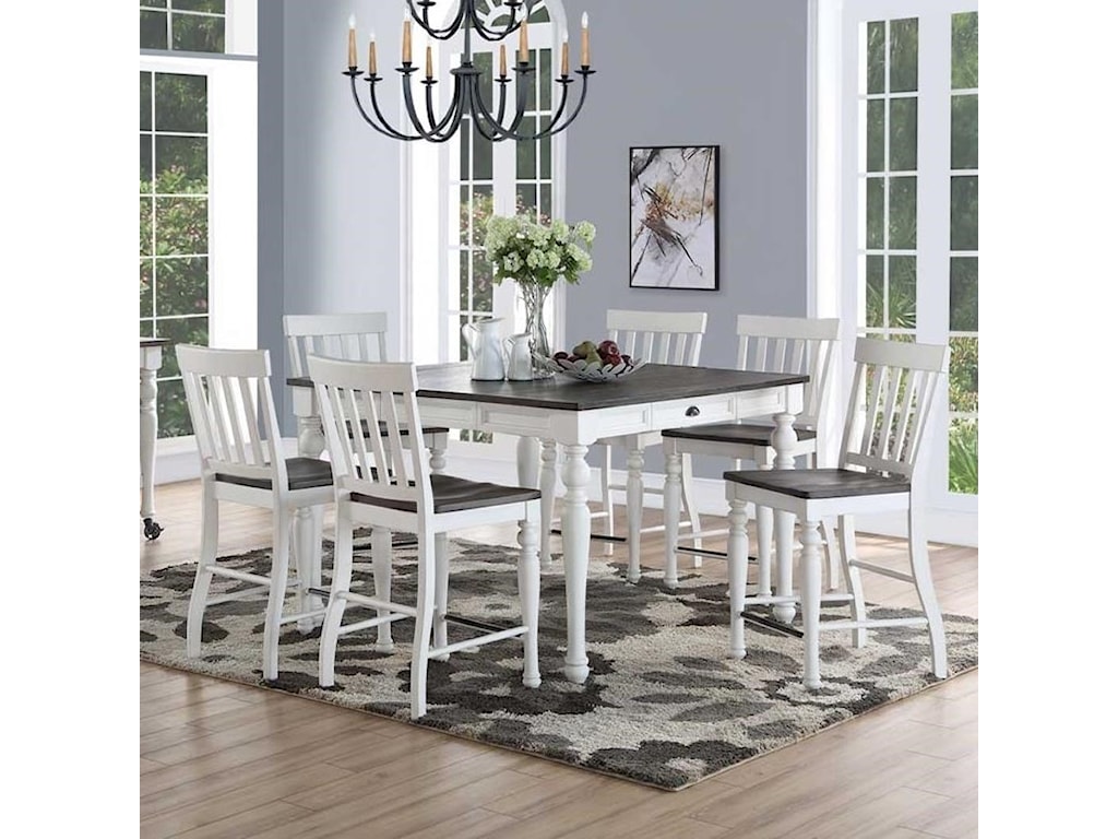 Steve Silver Joanna Counter Height Dining Set With Six Stools Wayside Furniture Pub Table And Stool Sets