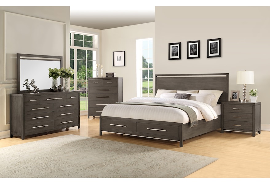 Steve Silver Katy Contemporary Queen Storage Bed With 2 Footboard
