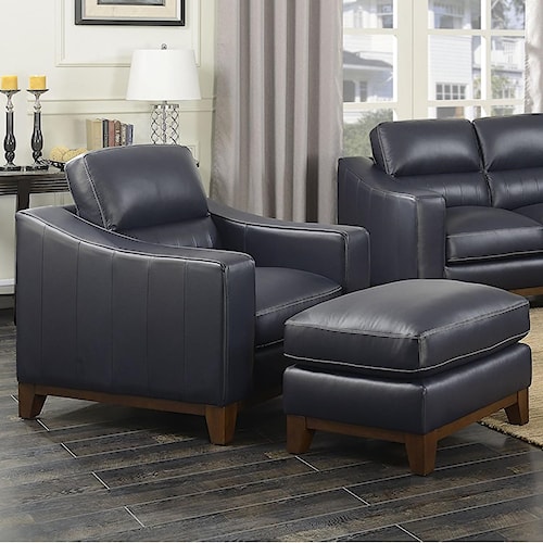 Steve Silver Keelan Contemporary Leather Chair And Ottoman Set Steve Silver Keelan Contemporary Leather Chair And Ottoman Set