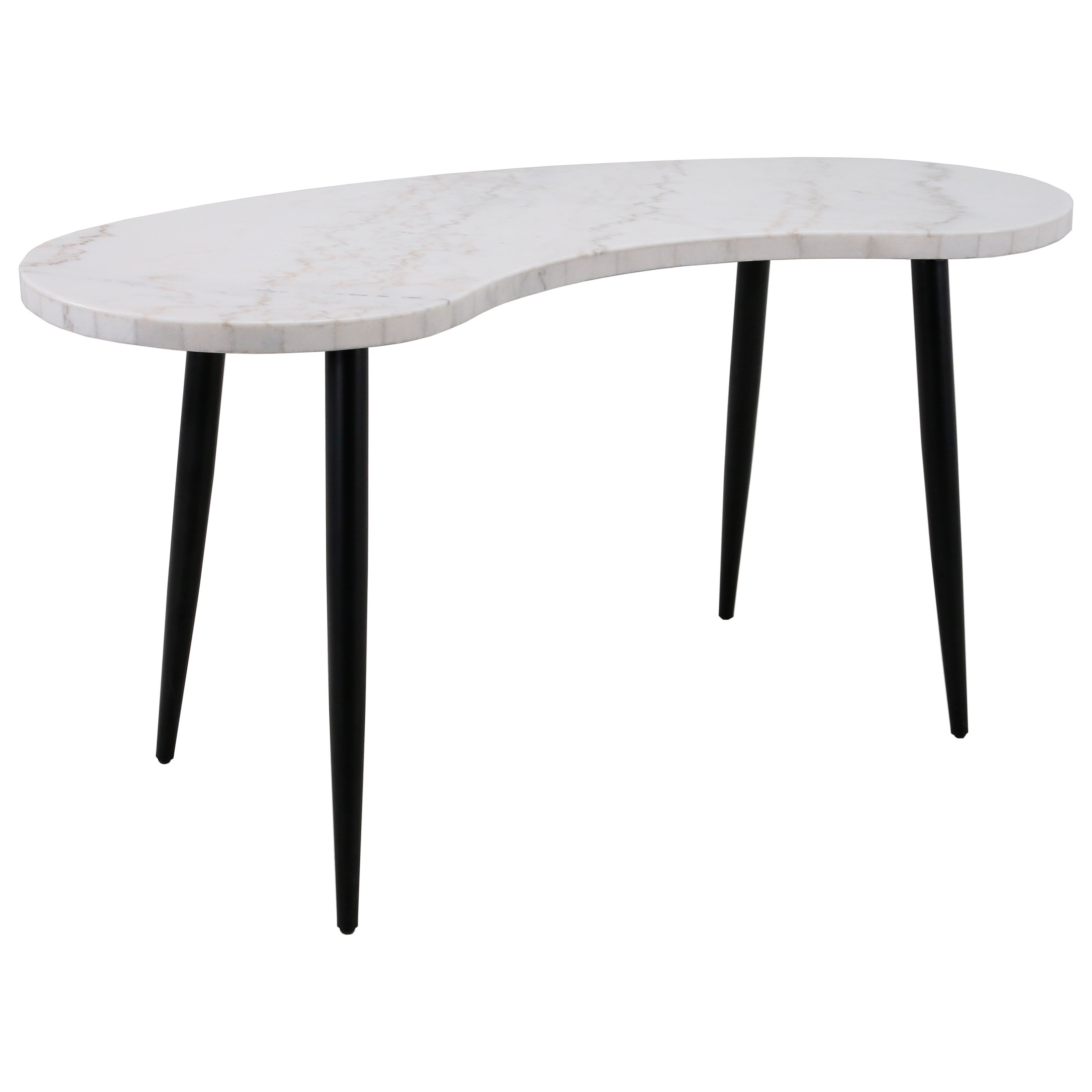 Steve Silver Kinsley White Marble Top Kidney Desk with Metal Legs A1