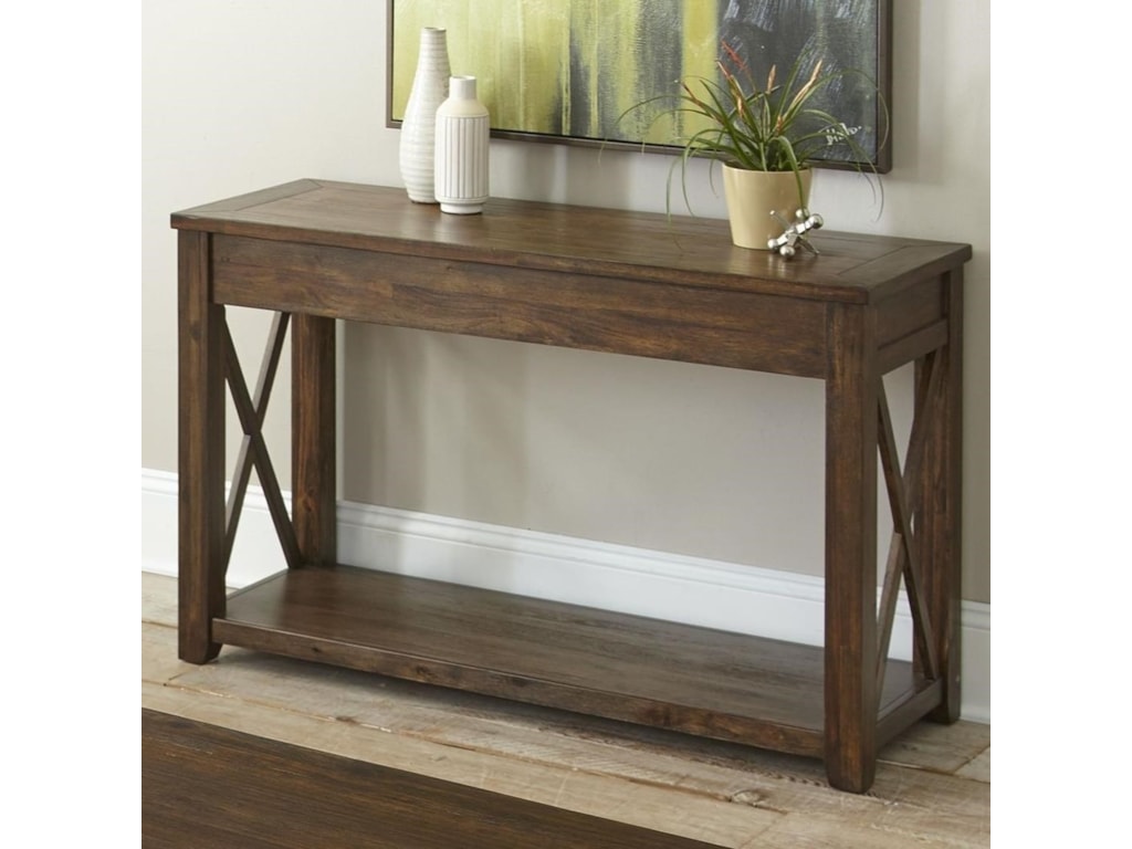 Lenka Rustic Farmhouse Sofa Table With Shelf By Steve Silver At Wayside Furniture