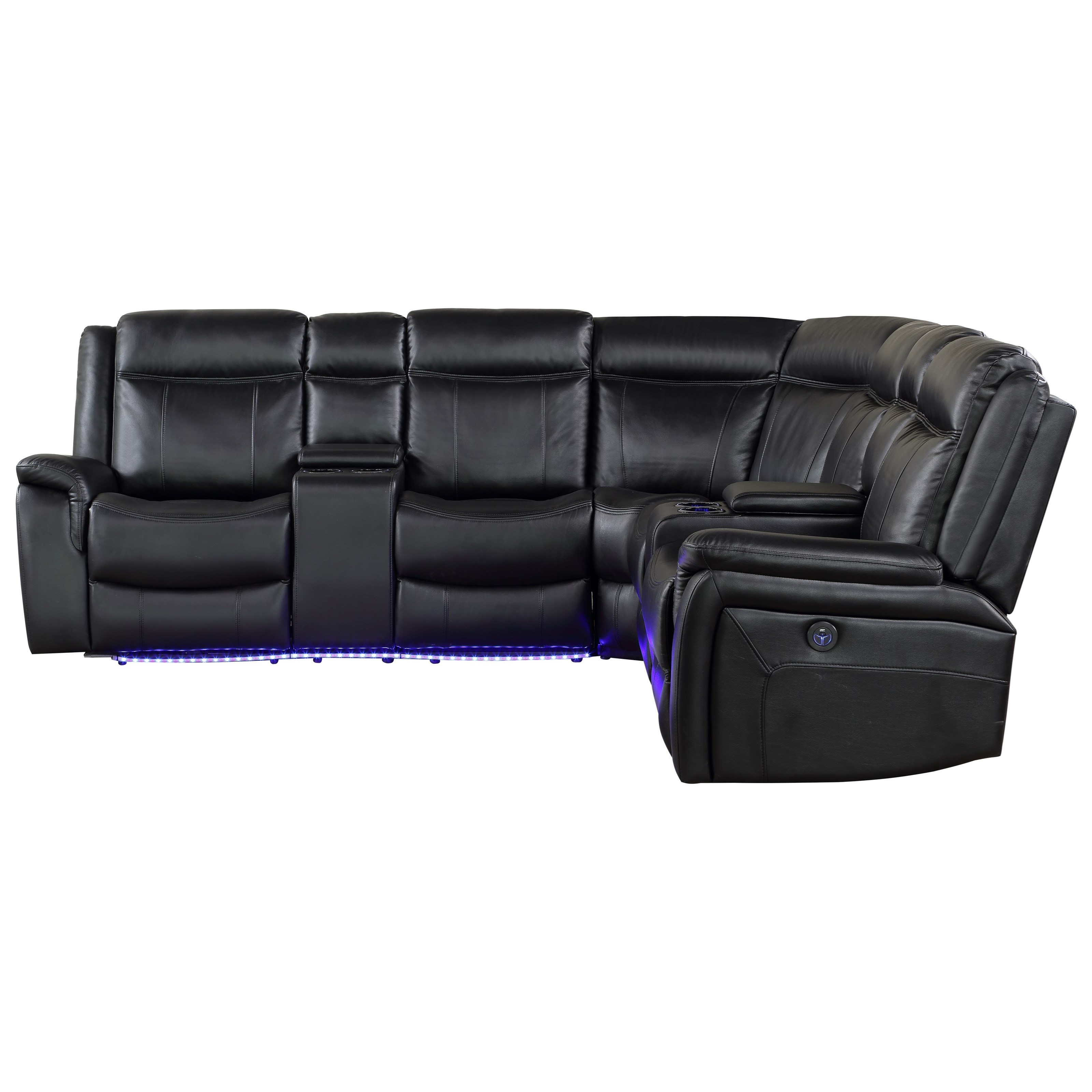 Vendor 3985 Levin Casual Power Reclining Sectional With Built In Lighting Becker Furniture Reclining Sectional Sofas