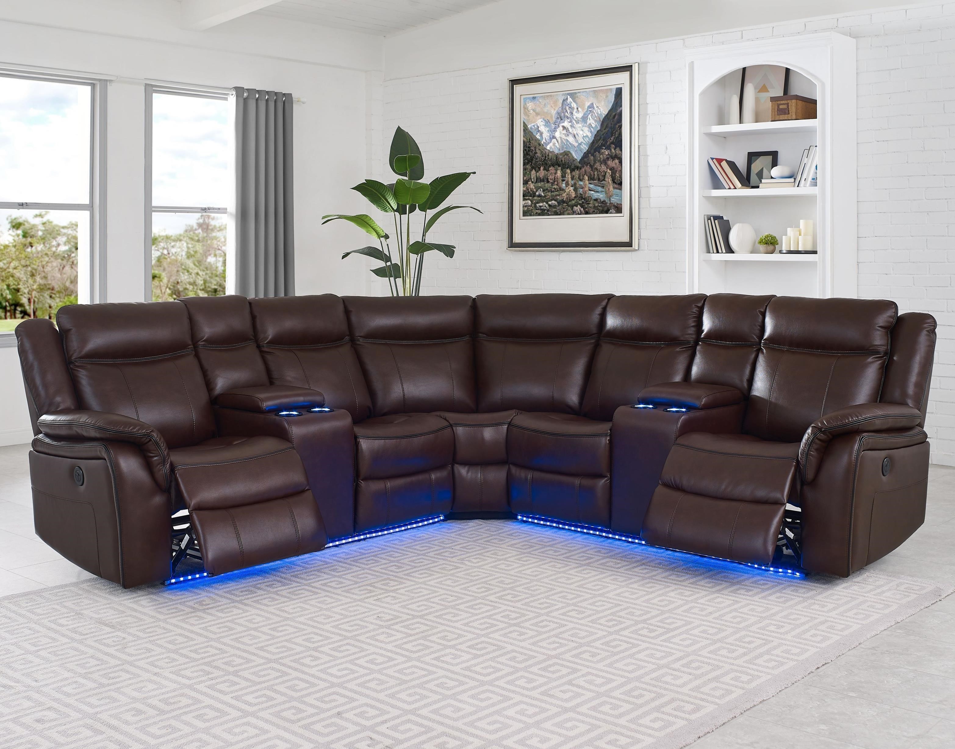 Levin 4 Seat Power Reclining Sectional Sofa With Theater Lighting