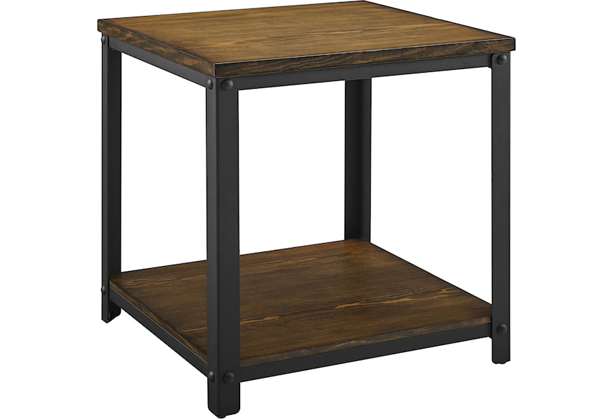Star Logan Lg200e Casual Wood Metal Square End Table With Shelf