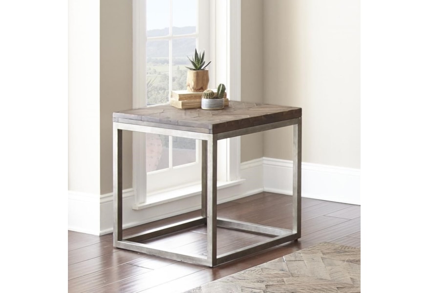 Steve Silver Lorenza Lz100e Industrial End Table With Metal Base
