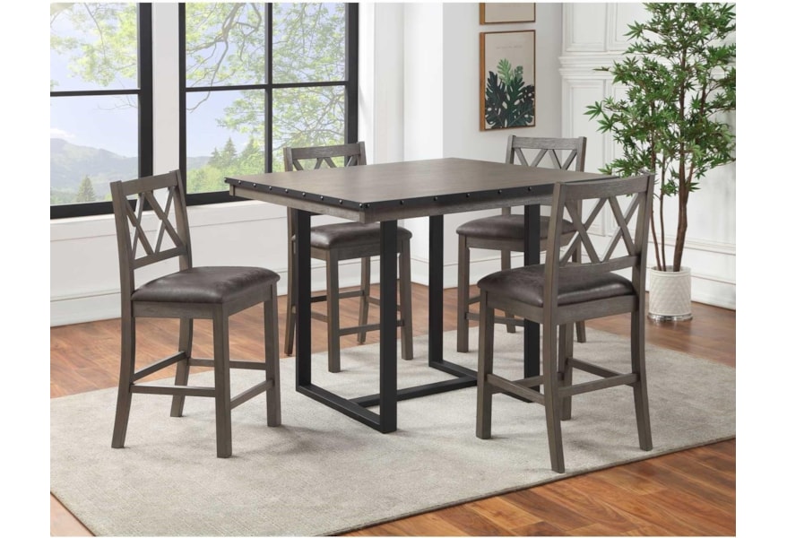 Steve Silver Lori Lr4646ptg Industrial 46 Inch Counter Height Square Dining Table Northeast Factory Direct Dining Tables