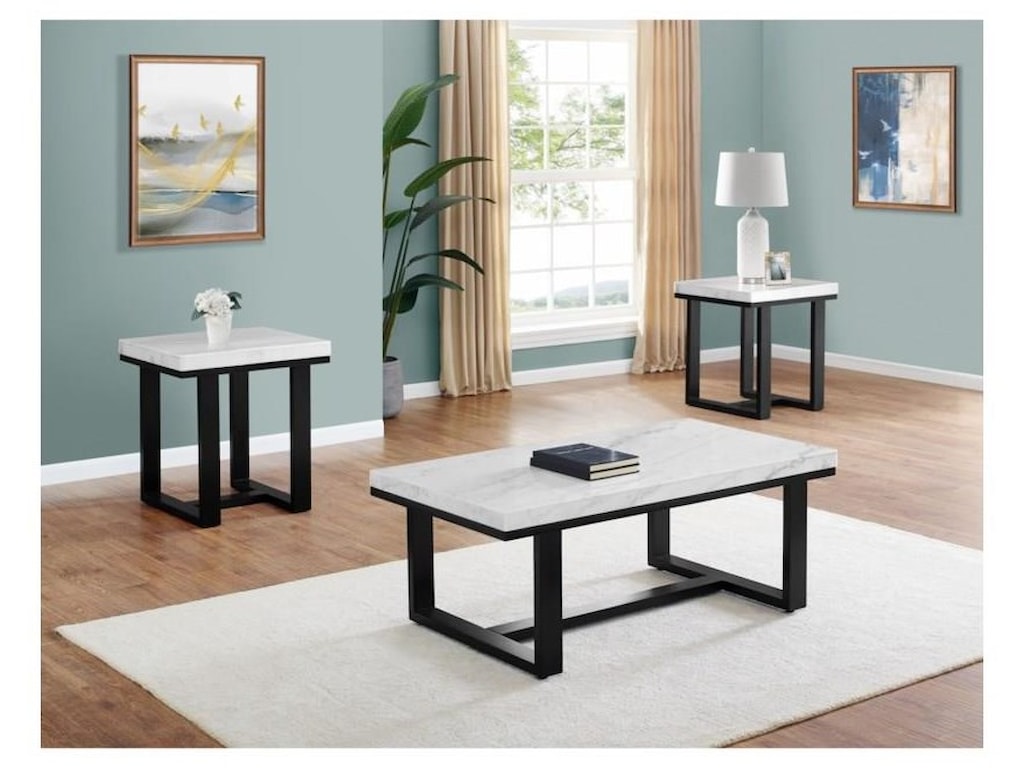 Steve Silver Lucca Lc200cas E Rectangular Cocktail Table With Marble Top And Square End Table With Marble Top Sam Levitz Furniture Occasional Groups