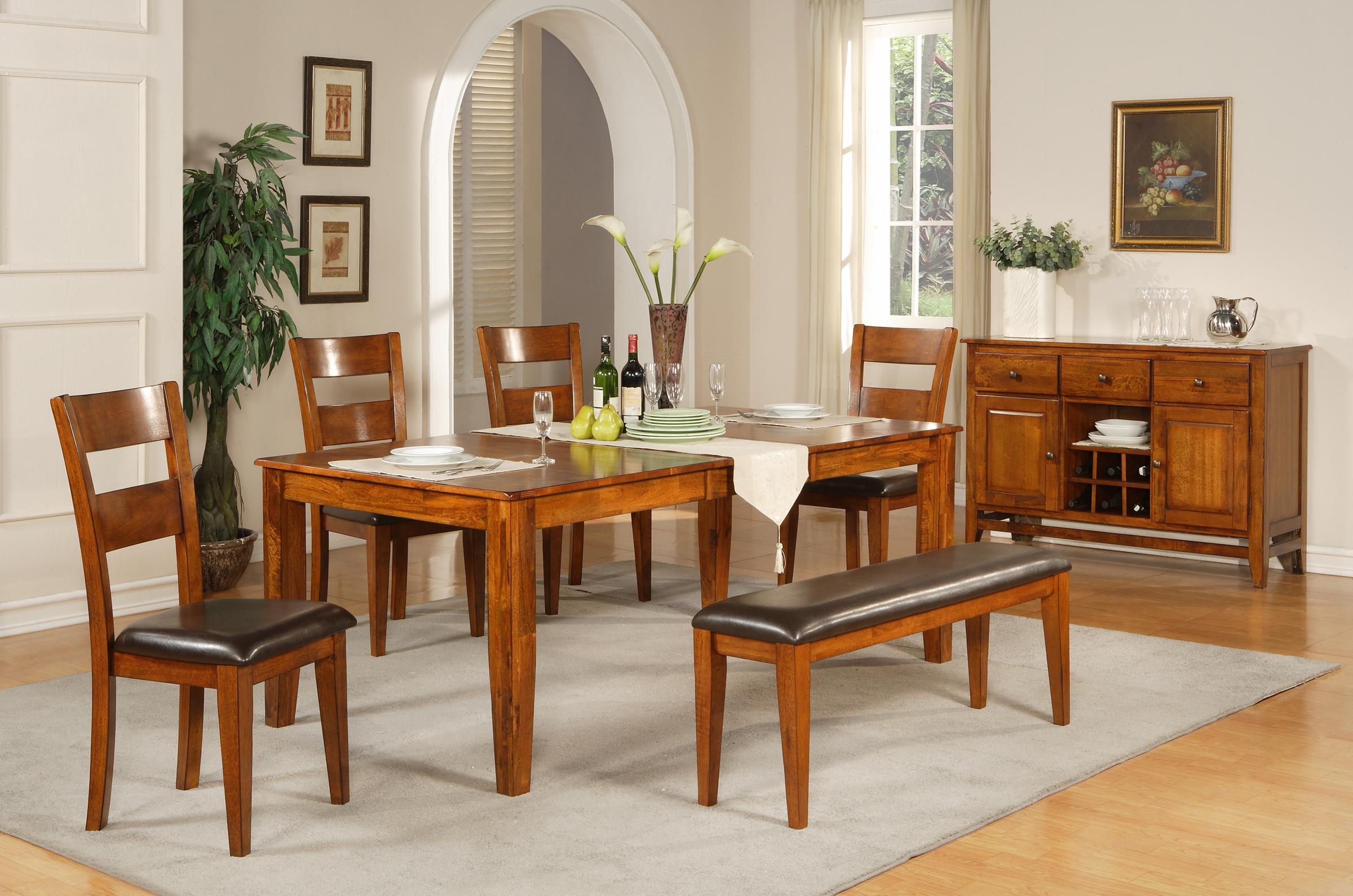 Steve Silver Mango 6 Pc Leg Table With Four Side Chairs And Bench