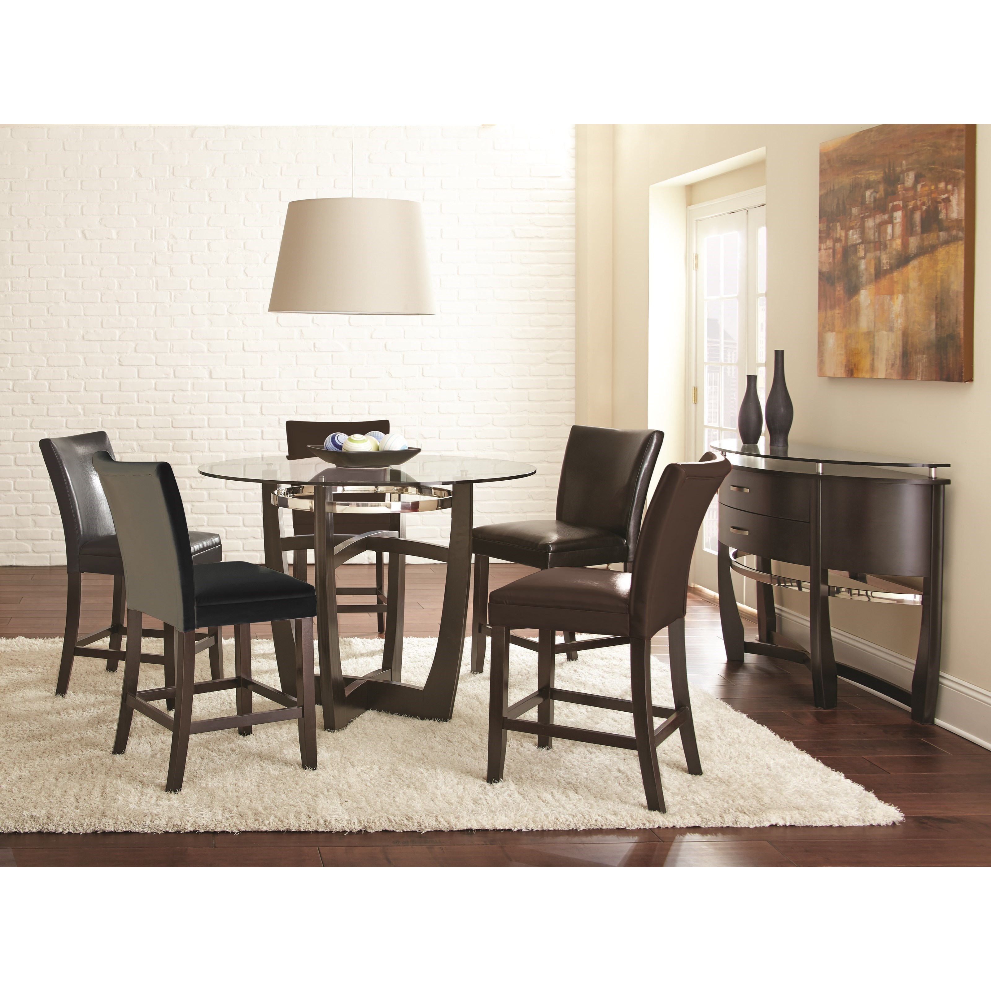 Steve Silver Matinee Round Counter Height Table With Glass Top Sam Levitz Furniture Pub Tables