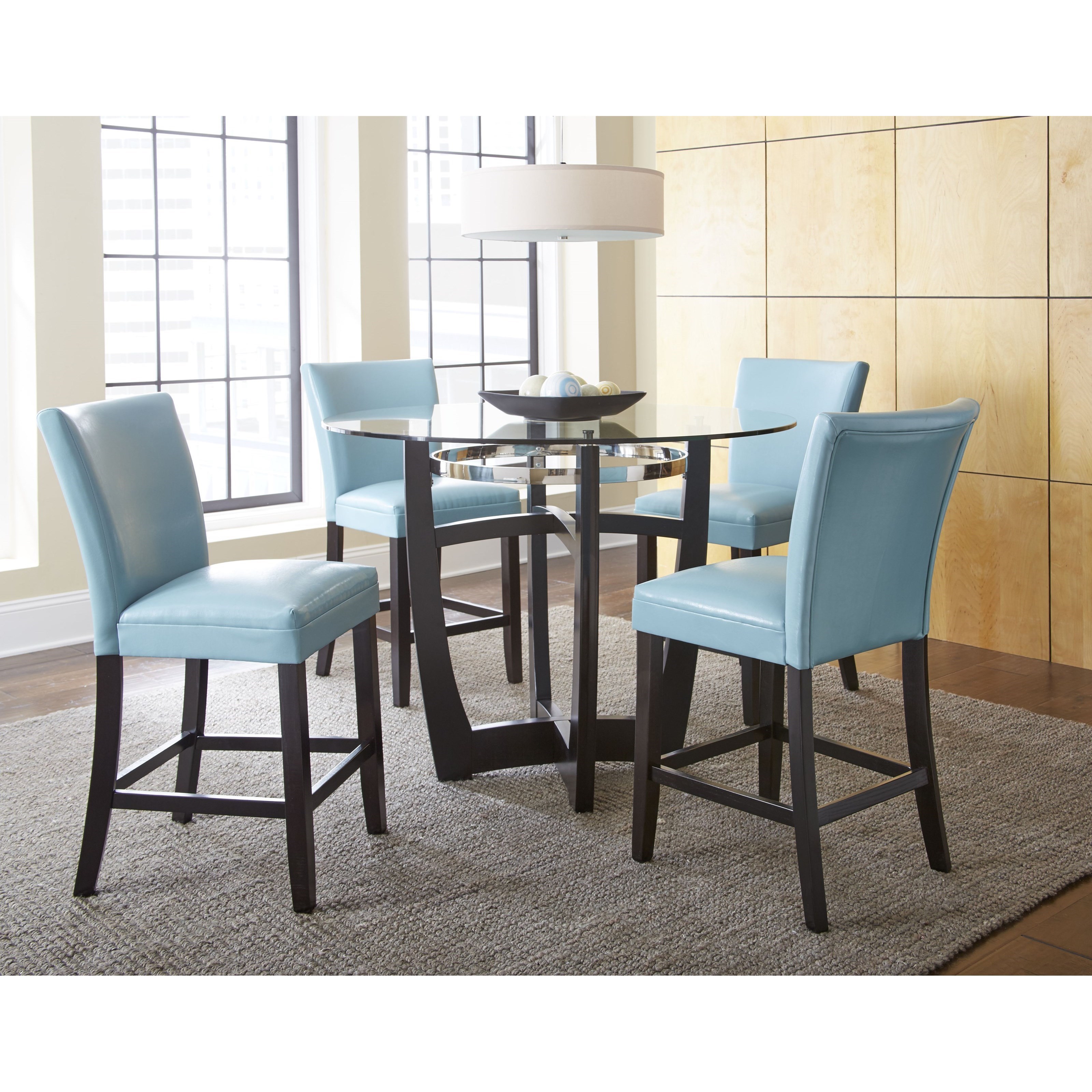 Steve Silver Matinee Round Counter Height Table With Glass Top Sam Levitz Furniture Pub Tables