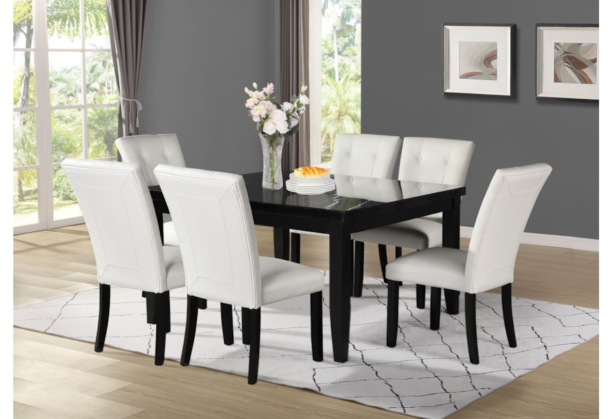 Vendor 3985 Markina Mk500tl 5454mt Contemporary Square Dining Table With Marble Top Becker Furniture Dining Tables