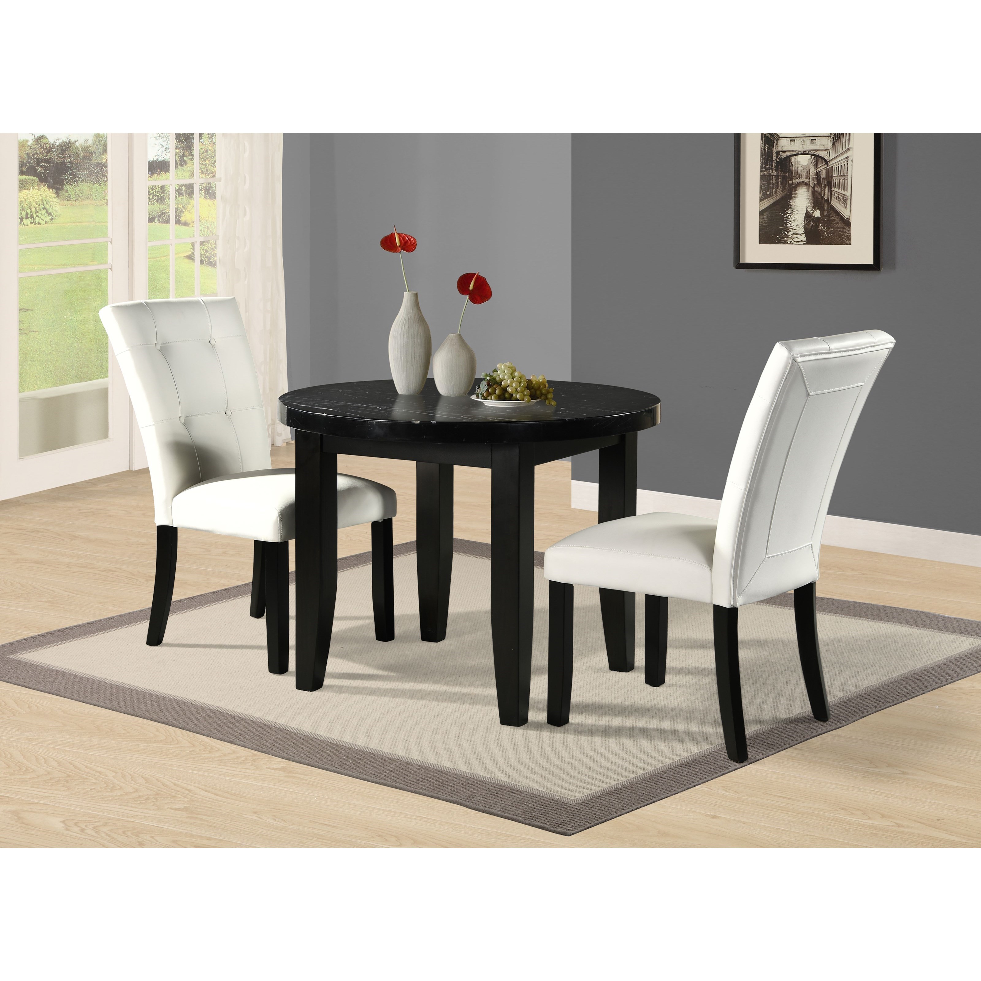 Vendor 3985 Markina Contemporary Round Table With Marble Top