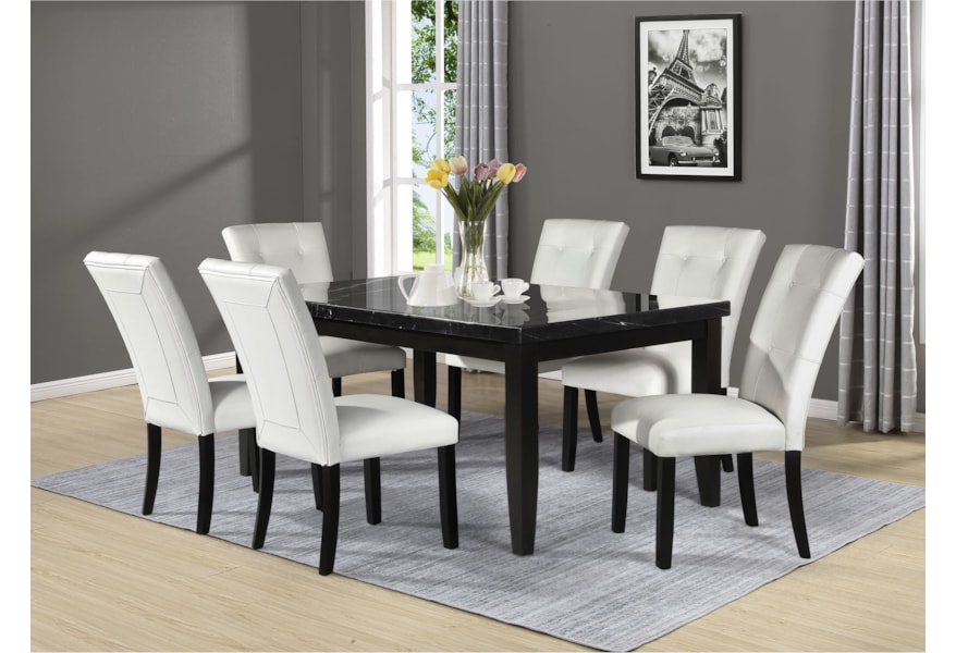 Steve Silver Markina Mk500tl Mt Contemporary Rectangular Dining Table With Marble Top Dunk Bright Furniture Dining Tables