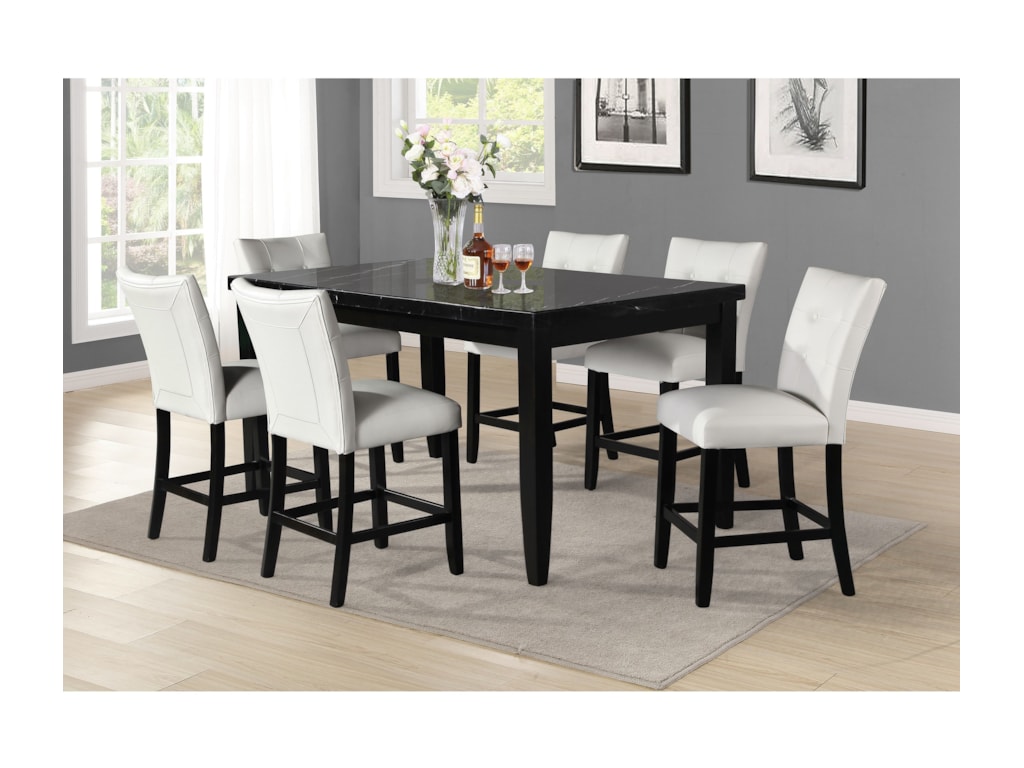 Steve Silver Markina Contemporary Rectangular Counter Dining Table With Marble Top Wayside Furniture Pub Tables