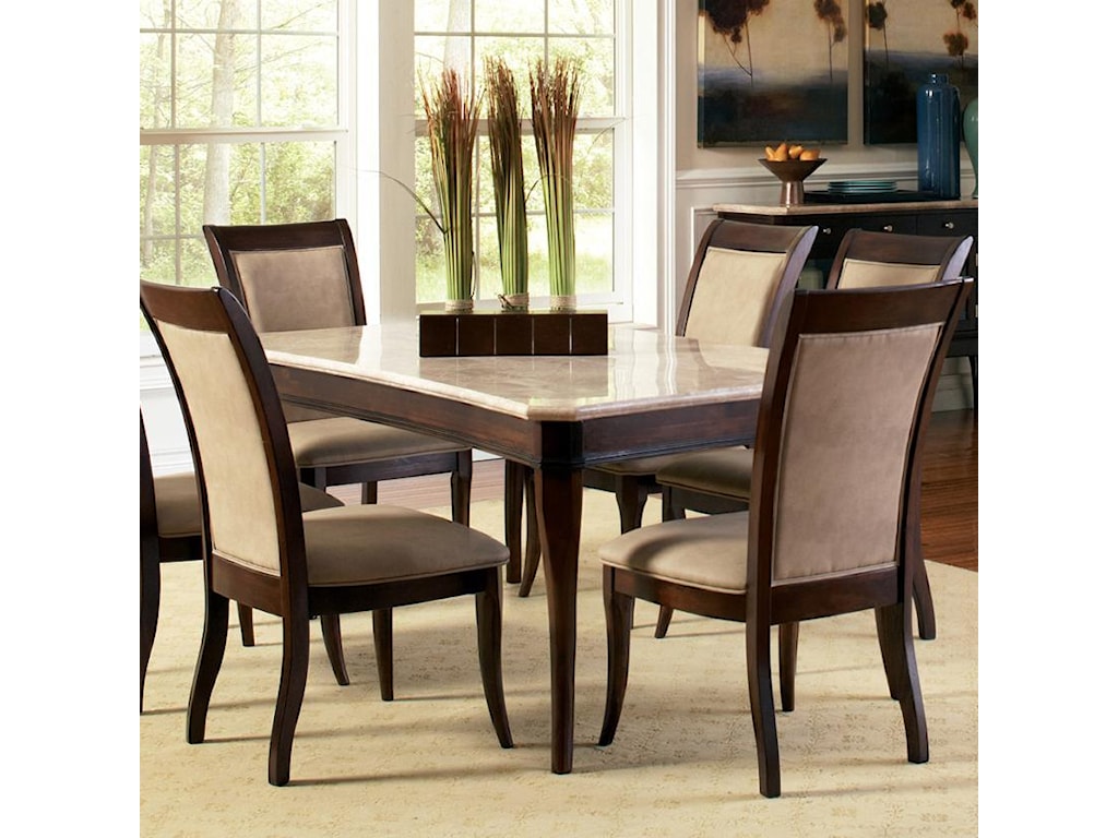 Steve Silver Marseille Transitional Rectangular Marble Top Dining Table Royal Furniture Dining Tables