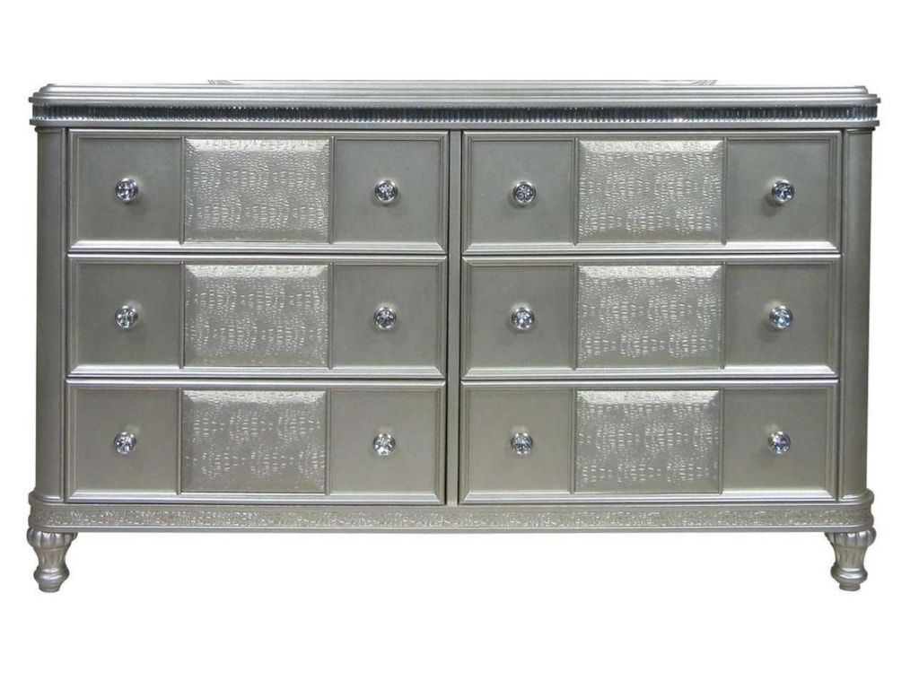 Glam Six Drawer Dresser With Acrylic Crystal Accents Midtown By Steve Silver Midtowndresser