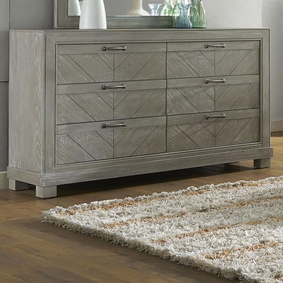 Steve Silver Montana Rustic Six Drawer Dresser With Chevron Veneer