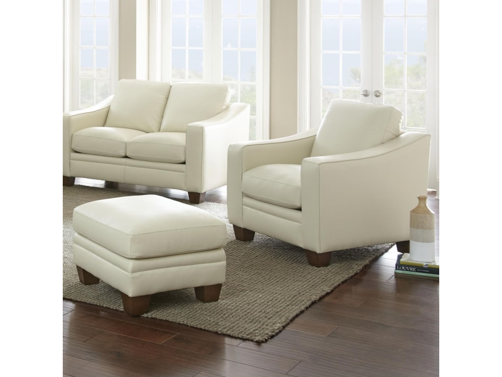 Vendor 3985 Pavarotti Transitional Leather Chair And Ottoman Vendor 3985 Pavarottichair And Ottoman