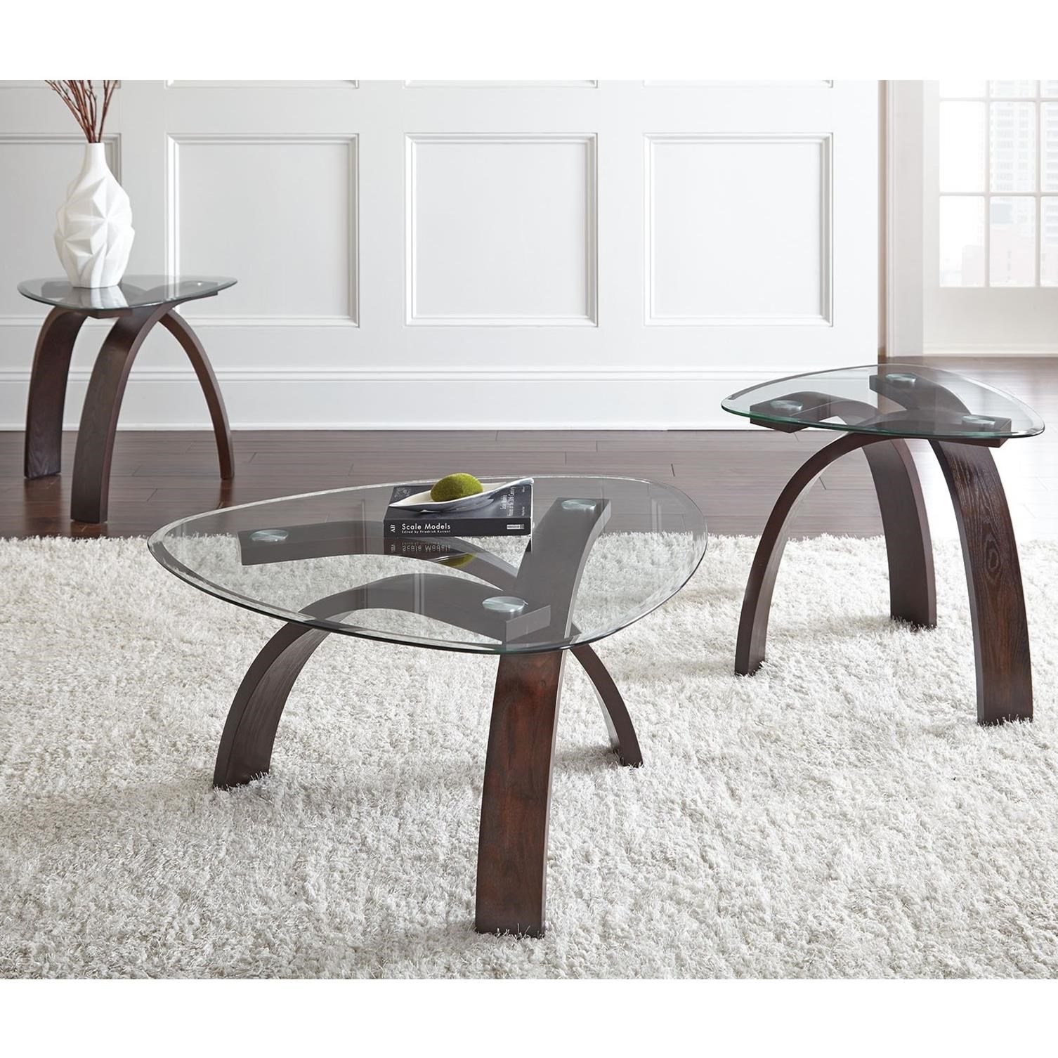 3 Pack Occasional Group With Triangle Glass Tops Pitman By