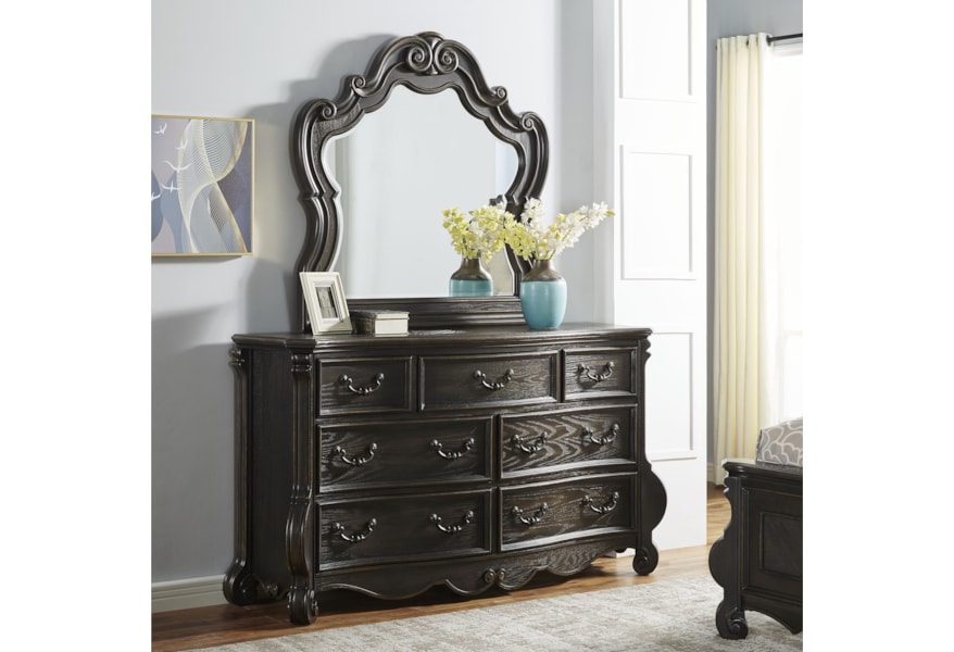 Steve Silver Rhapsody Traditional 7 Drawer Dresser And Mirror Set